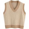 Loose Knitted Vest Sweater Women Sleeveless Thick Vintage Sweater Vest Female Waistcoat Chic Tops  Houndstooth Women Clothing