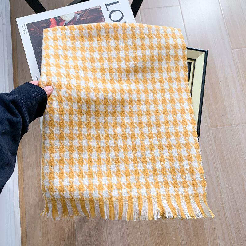 Women's Faux Cashmere Plaid Scarf - Korean Style, Thick & Warm Autumn/Winter Shawl