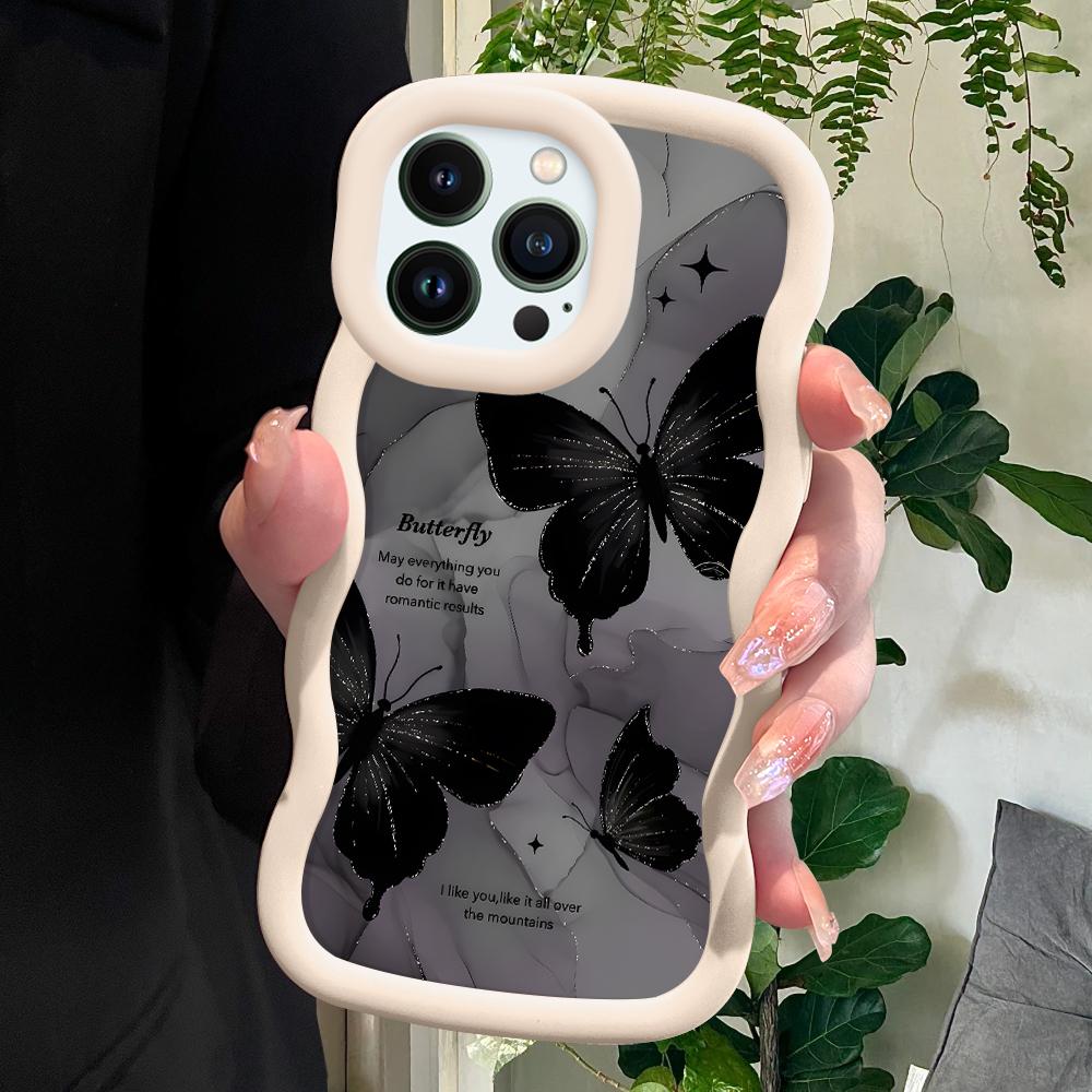

Черный чехол-бабочка для iPhone 11 12 13 14 15 Pro Max 6 6S 7 8 Plus Xs Wave Edge противоударный защитный резиновый чехол iPhone XR белый