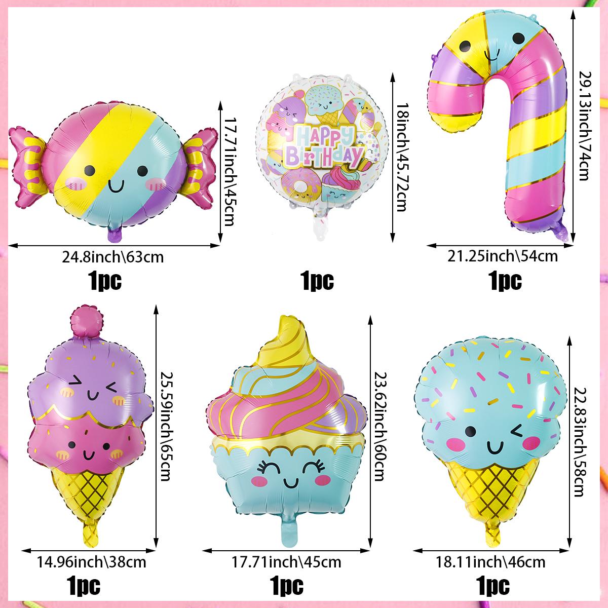 

6шт-воздушные шары в виде мороженого, воздушные шары в виде конфет, подходят для украшения вечеринки по случаю дня рождения, тематики макарон, вечеринки в стиле конфет Other