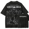 Anime Ghost In The Shell Printed T-shirt Gothic Y2k Vintage Washed T Shirt Short Sleeve Cotton Tees Streetwear Men Clothing
