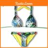 Exquisite Tropical Bikini Set With Green Leaf Print For Stylish Summer Swimwear