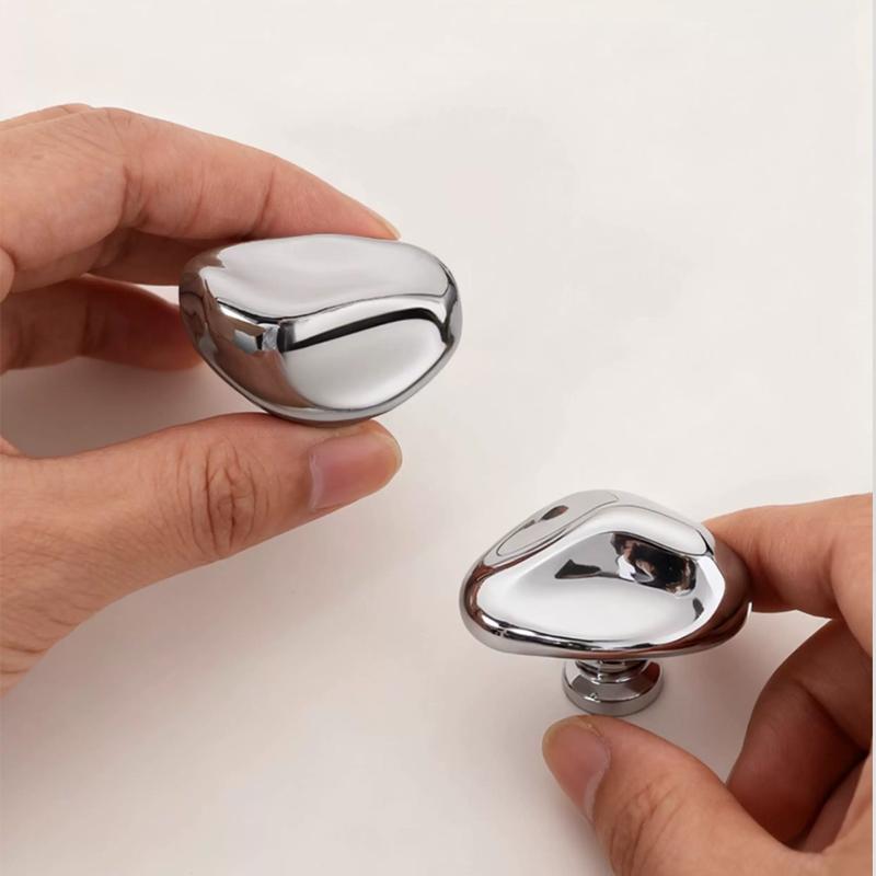 French Luxury Bright Silver Handle Modern Minimalist Wardrobe Door Drawer Cabinet New Chinese Furniture Single-hole Handle
