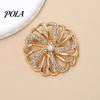 Secure Clasp Brooch Pin, Hollow Swirl Flower Pattern Lapel Pin with Rhinestones Inlaid, Durable Spiral Petals Design Versatile Badge for Coats Shirts