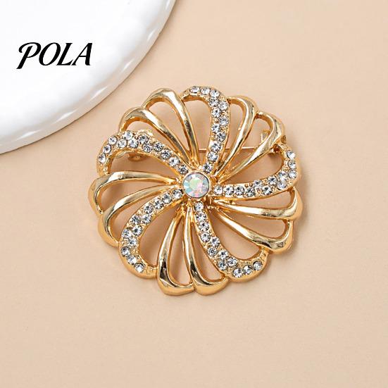 Secure Clasp Brooch Pin, Hollow Swirl Flower Pattern Lapel Pin with Rhinestones Inlaid, Durable Spiral Petals Design Versatile Badge for Coats Shirts