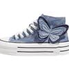 Bow high-top platform canvas shoes women's 2025 autumn new versatile little white shoes niche original casual board shoes
