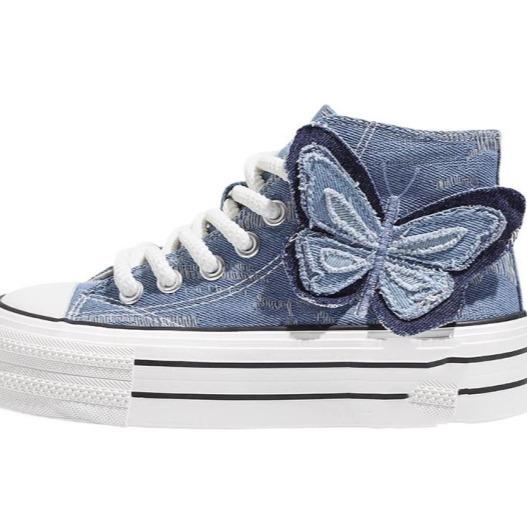 Bow high-top platform canvas shoes women's 2025 autumn new versatile little white shoes niche original casual board shoes