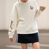 Li Ning Sports Lifestyle Series Letter Floral Fleece Warm Antibacterial Loose Pullover Sweatshirt Women Sweatshirt Off-White AWDTE44-1