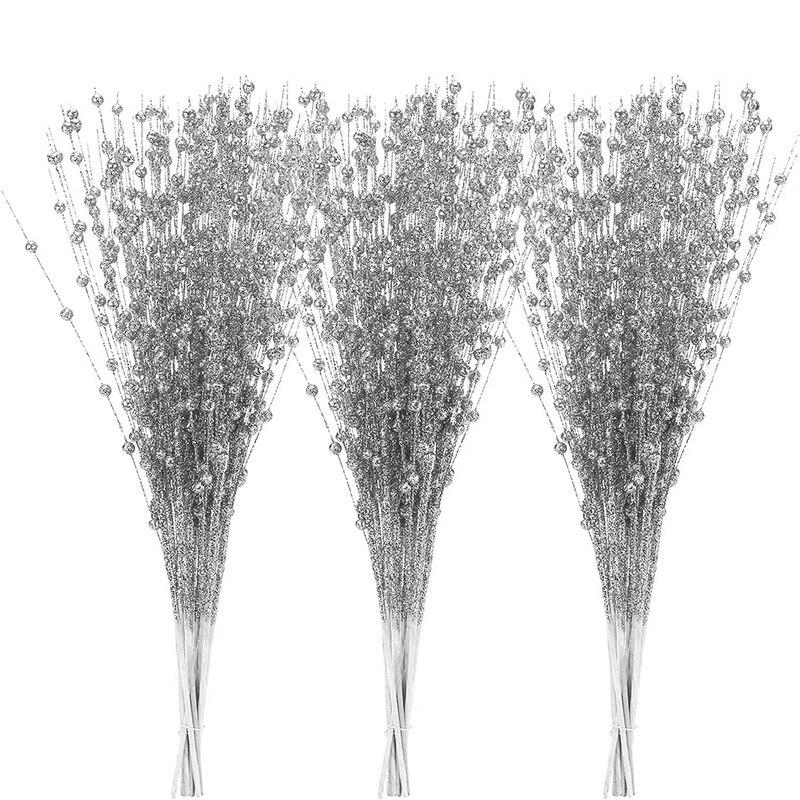 

12 шт., золотые рождественские декоративные вспышки, искусственный стебель ягоды, декор для рождественской елки, венок «сделай сам», камин, праздничные поделки, подарки серебряный