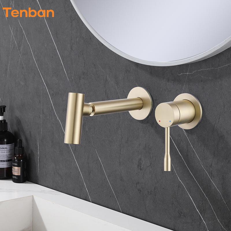 Tenban Rotatable Wall-Mounted Copper Gunmetal Faucet for Hot & Cold Washbasin.