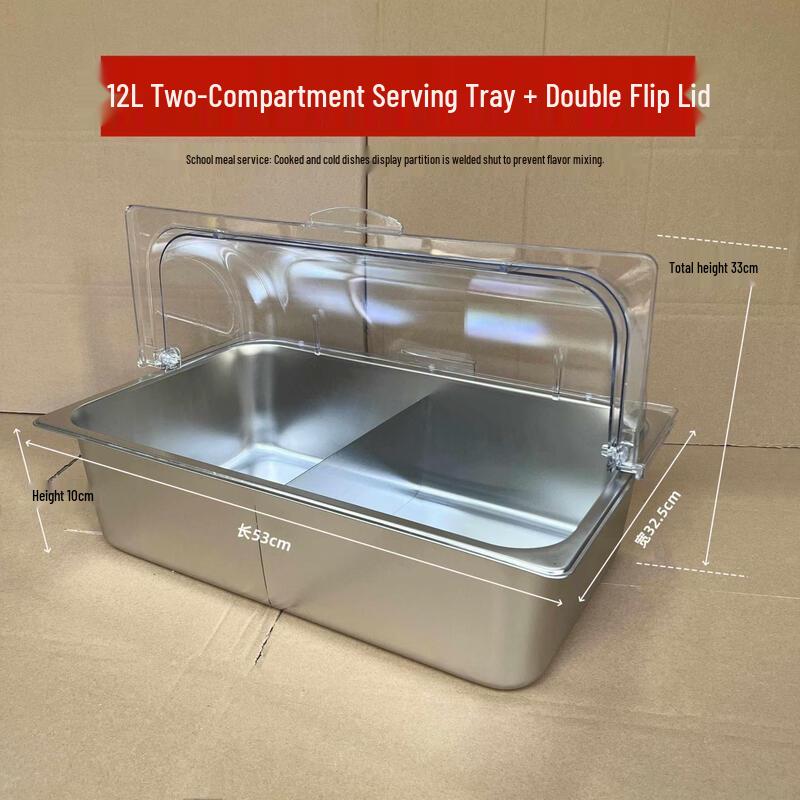 Stainless Steel Compartmentalized Food Tray with Transparent Lid