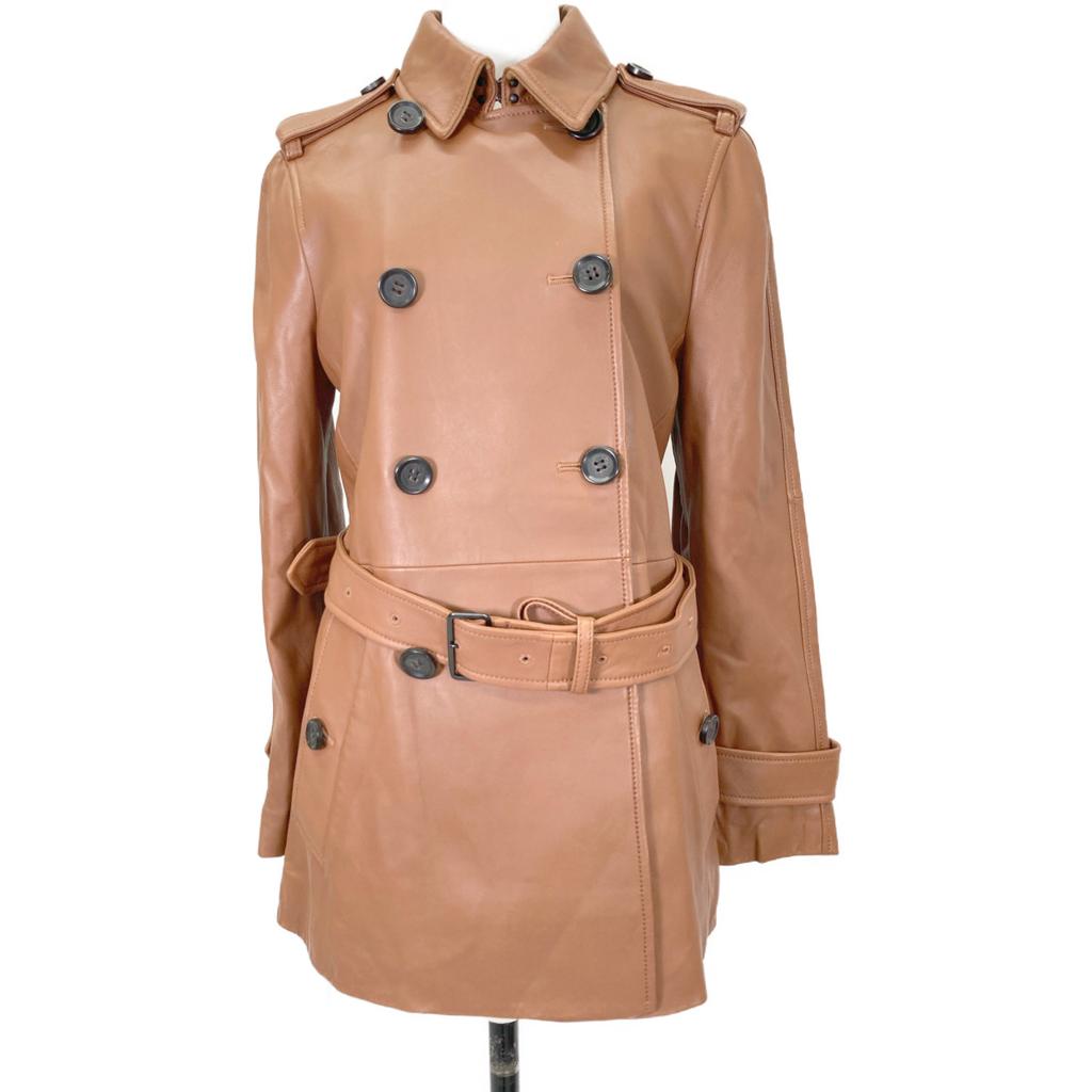 COACH F86434 Brown Lambskin Leather Belted Medium Coat coat XS BrownUsed