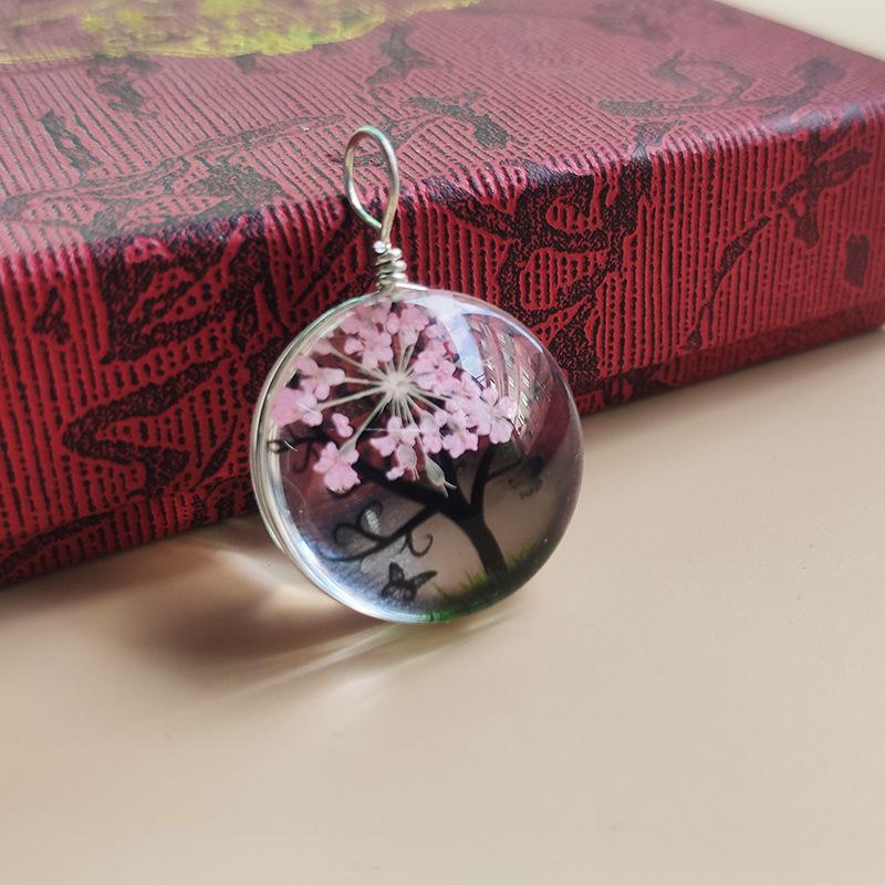 Colier Arborele Vieții cu Flori Uscate Eterne - Pandantiv Claviculă Unisex Cadou