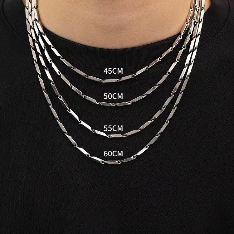 Diamond-Shaped Titanium Steel Necklace: Versatile Men's Accessory, Light Luxury Stainless Steel Sweater Chain, Women's High-End Long Necklace