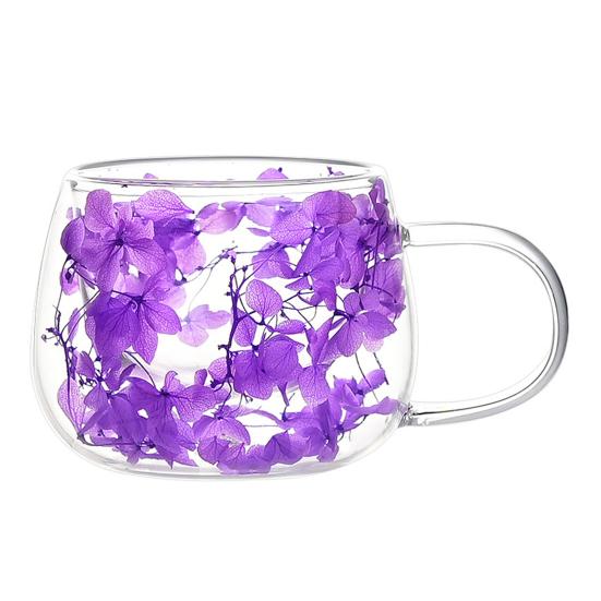 Pahar cu Perete Dublu din Sticlă Borosilicată Căni Izolate 4 Căni de Cafea Înalte Set cu Petală Colorată