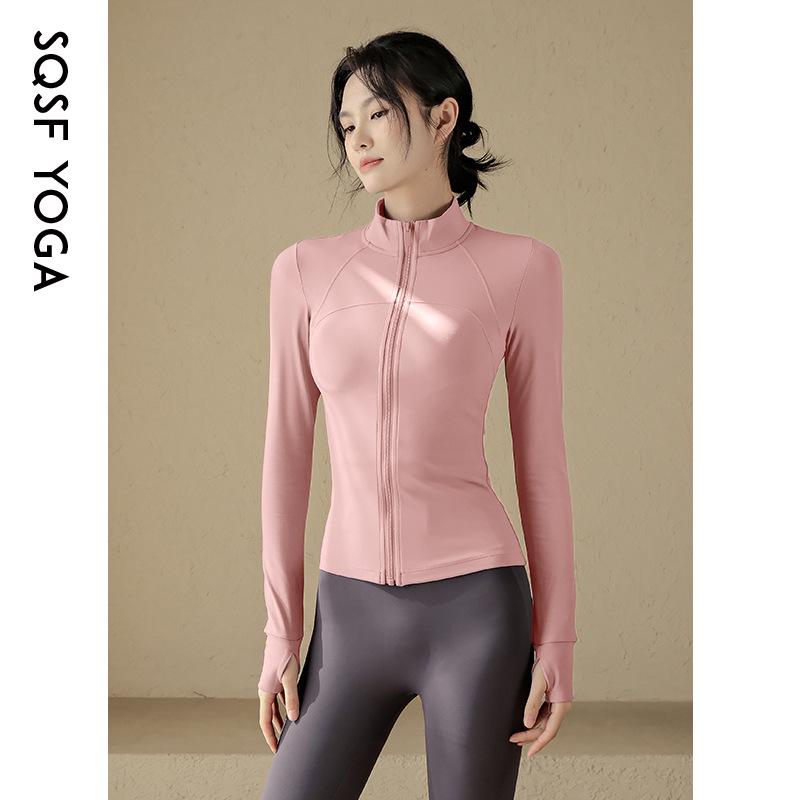 Slim-fit Quick-drying Clothes Women's Coat Spring Women's Blue Stand-up Collar Hatless Yoga Clothes Top 1011 New