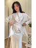 Spring 2026 Women's Solid Satin Long Sleeve Top & Skirt Set