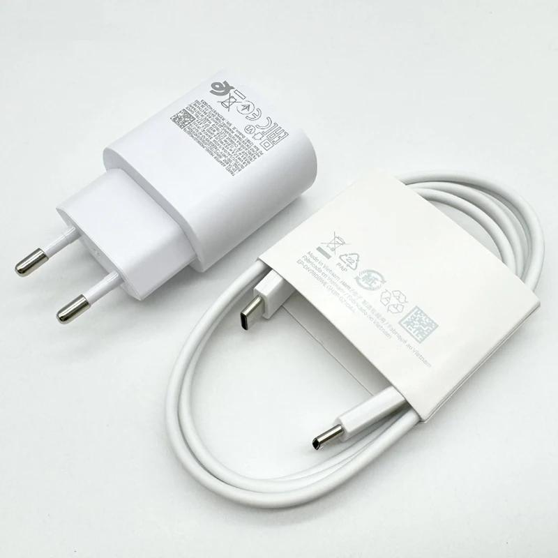 

Для Samsung Galaxy A55 A54 A35 A34 A14 5G 25 Вт Супер Быстрая Зарядка USB C PD Сетевой Адаптер Питания Для Galaxy S24 S23 S22 S20 Plus S21 FE White EU and Cable