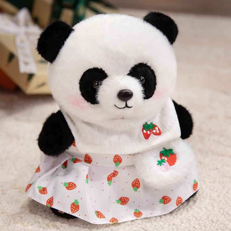 Cute Cute Dressed Panda Doll Plush Toy Black And White Panda Doll Children Accompany Soothing Doll