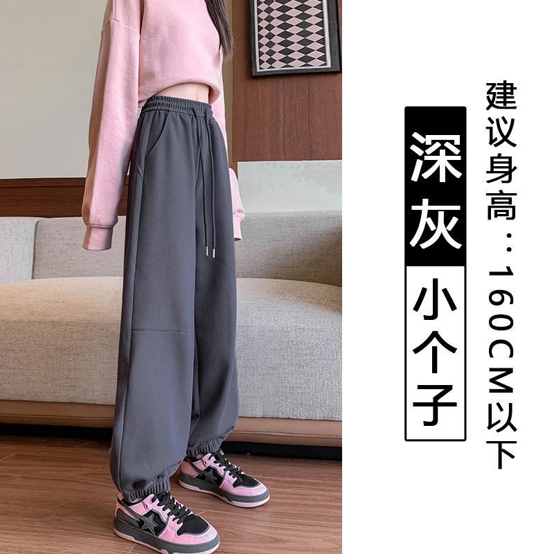 Gray Corset Sweatpants Women's Spring New High Waist and Thin Wide Legs Loose Harlan Casual Sweatpants