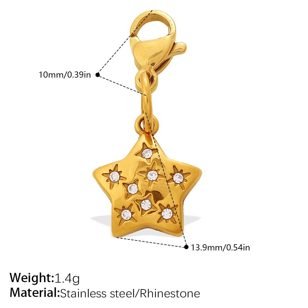 Fashion Light Luxury Diamond Star Moon Sun Lobster Buckle Pendant Stainless Steel Gold Plated DIY Versatile Accessories