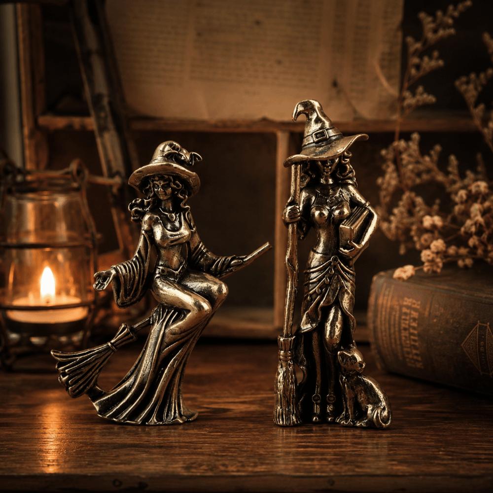 Halloween Magician Statue Vintage Magic Witch Figurine Table Decor Wizard Figurine Table