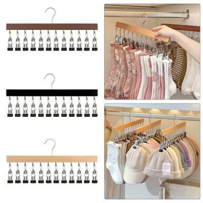Closet Pants Hanger with 12 Clips Space Saving Closet Organizer No Trace Metal Clip Hanger for Yoga Pants Leggings Jeans