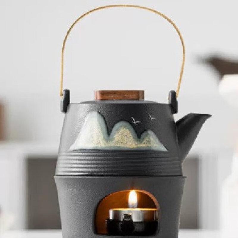 Black Pottery Distant Mountain Teapot Warmer Set