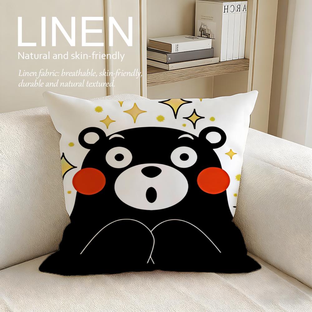Süßer Kumamon Kissenbezug Leinen Dekorative Kissenhülle Set Stk x x x Atmungsaktiv Waschbar Sofakissenbezug