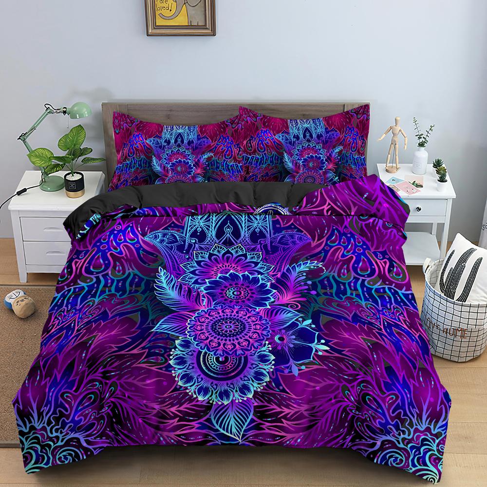 Set Copripiumino Mano di Fatima King Size Nero Dorato Set Biancheria da Letto Lusso Stampa Mano d'Oro di Fatima Boho Hippie 2/3pz Copripiumino