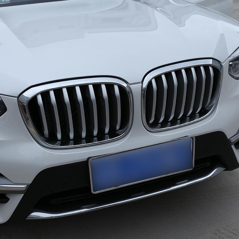 ABS Silver Car Front Grill Grille Decorative Cover Trim Strip For BMW X3 X4 G01 G02 2018   Auto Exterior