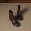 Krazing Pot Microfiber Winter Square Toe Modern Size 33 Boots Size 43 Concise Design Med Heels Zipper Women Ankle Boots