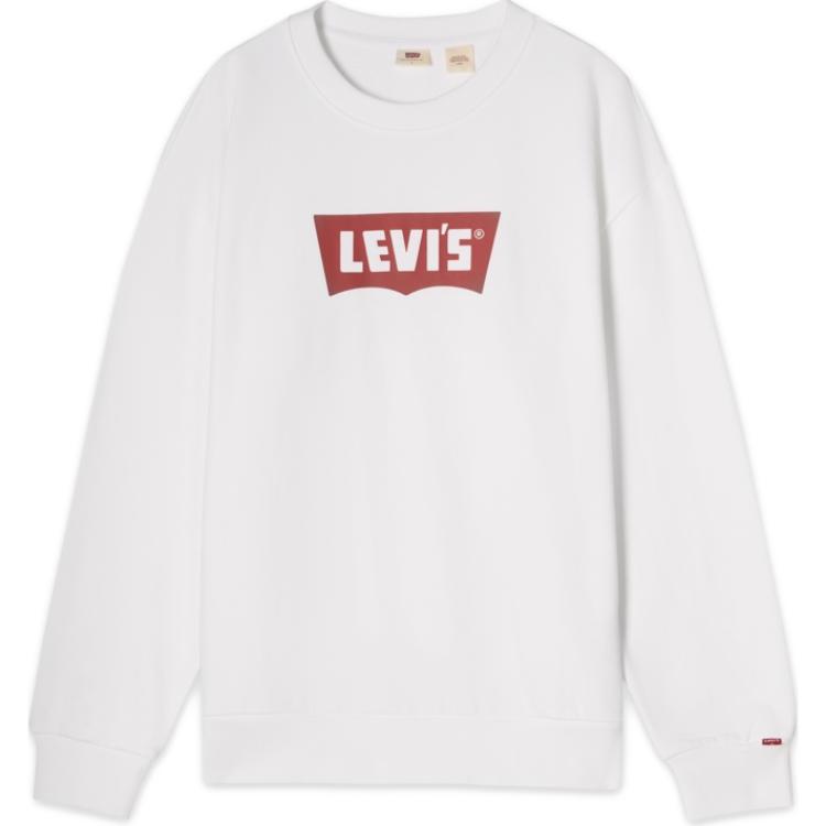 Levis Denim Wanderer Series FW24 Logo Print Ribbed Crew Neck Loose Fit Long Sleeve Sweatshirt Men sweatshirt White 0018N-0000