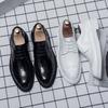 Fashion Men Patent Leather Wingtip Oxford ShoesWhite Loafers Men's Dress Shoes Business Luxury Fashion Formal Shoes Dress Wedding Shoes