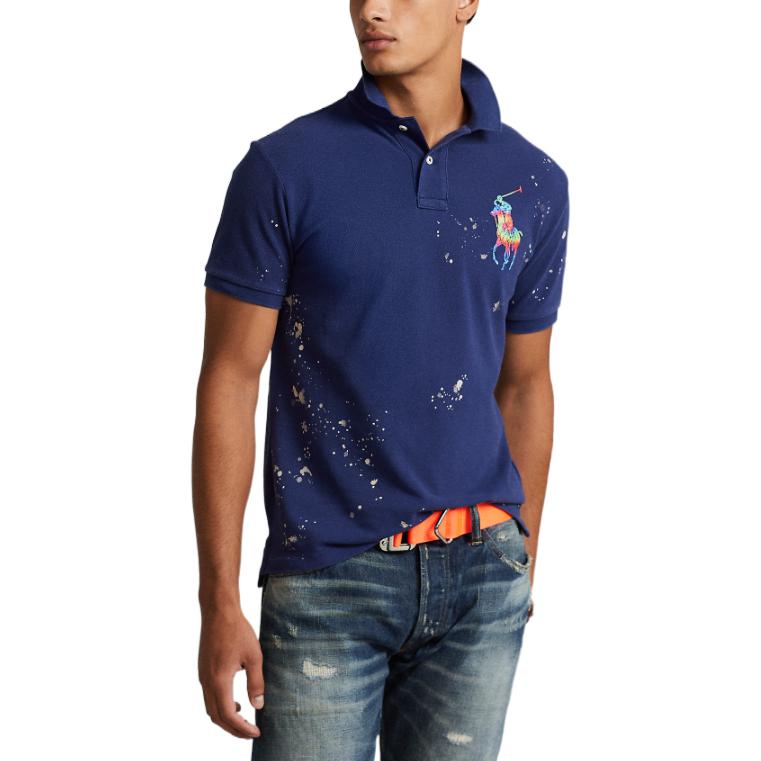 Polo Ralph Lauren SS23 Color Logo Embroidered Button Short Sleeve Polo Shirt Men Tops Navy-Blue MNPOKNI1N822105-410