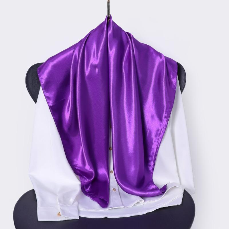 Classic solid color silk scarf women's trend versatile shawl simulation silk bag headscarf 90cm square scarf