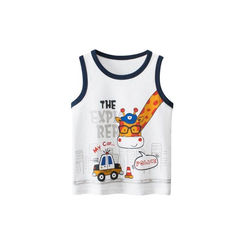 27Kids Children's Clothing Summer Vest Boys' Sleeveless Top Pure Cotton Baby Giraffe Animal Clothes