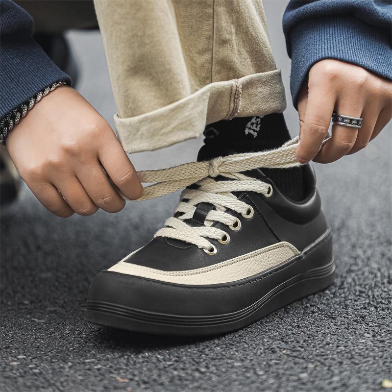 Niche design flat shoes black casual sports heightened platform bread shoes X