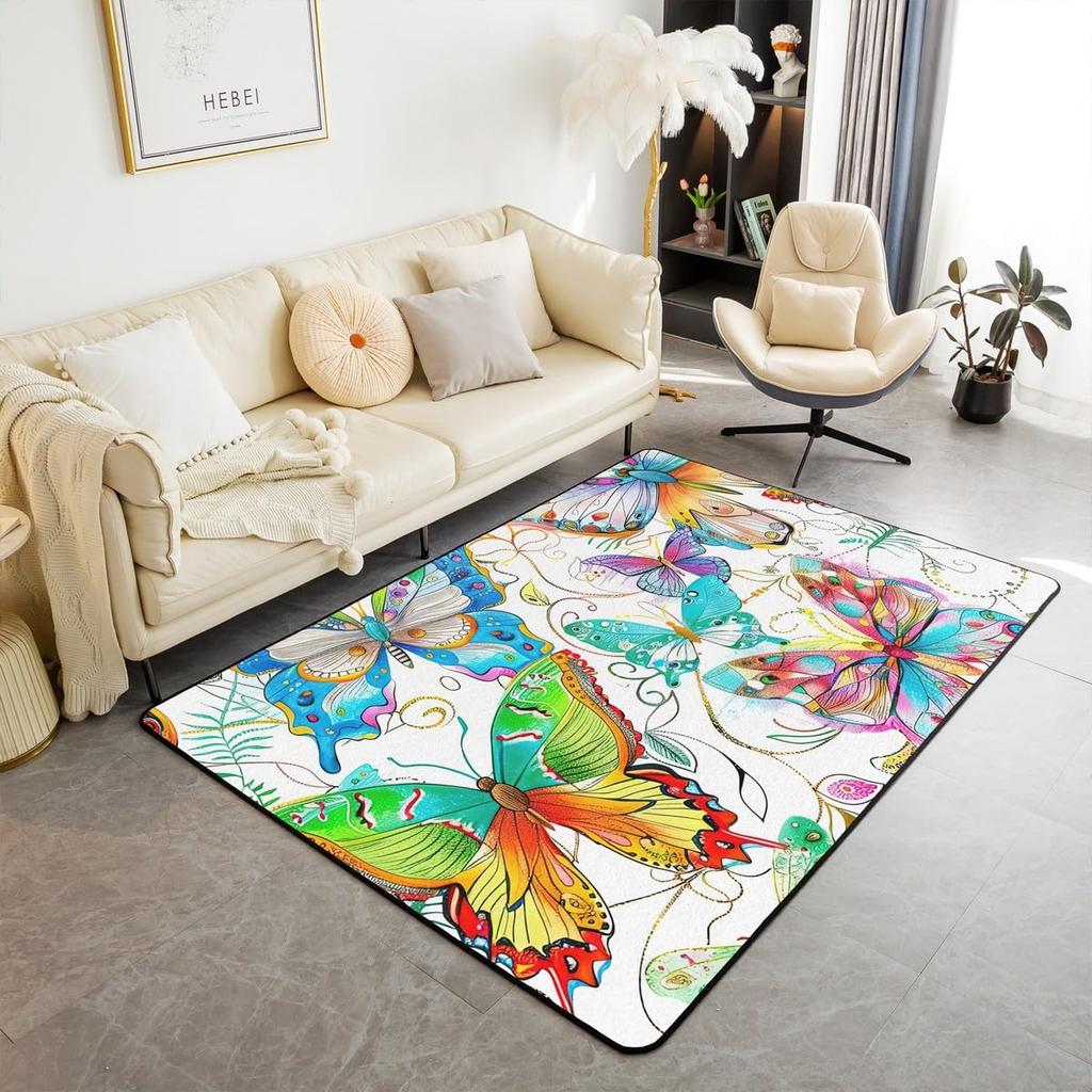 Erosebridal Outer Space Carpet 5x7 Universe Stars Moon Print Area Rug Planet Space Theme Indoor Floor Mat Cosmos Blue Decorative Rug for Boy