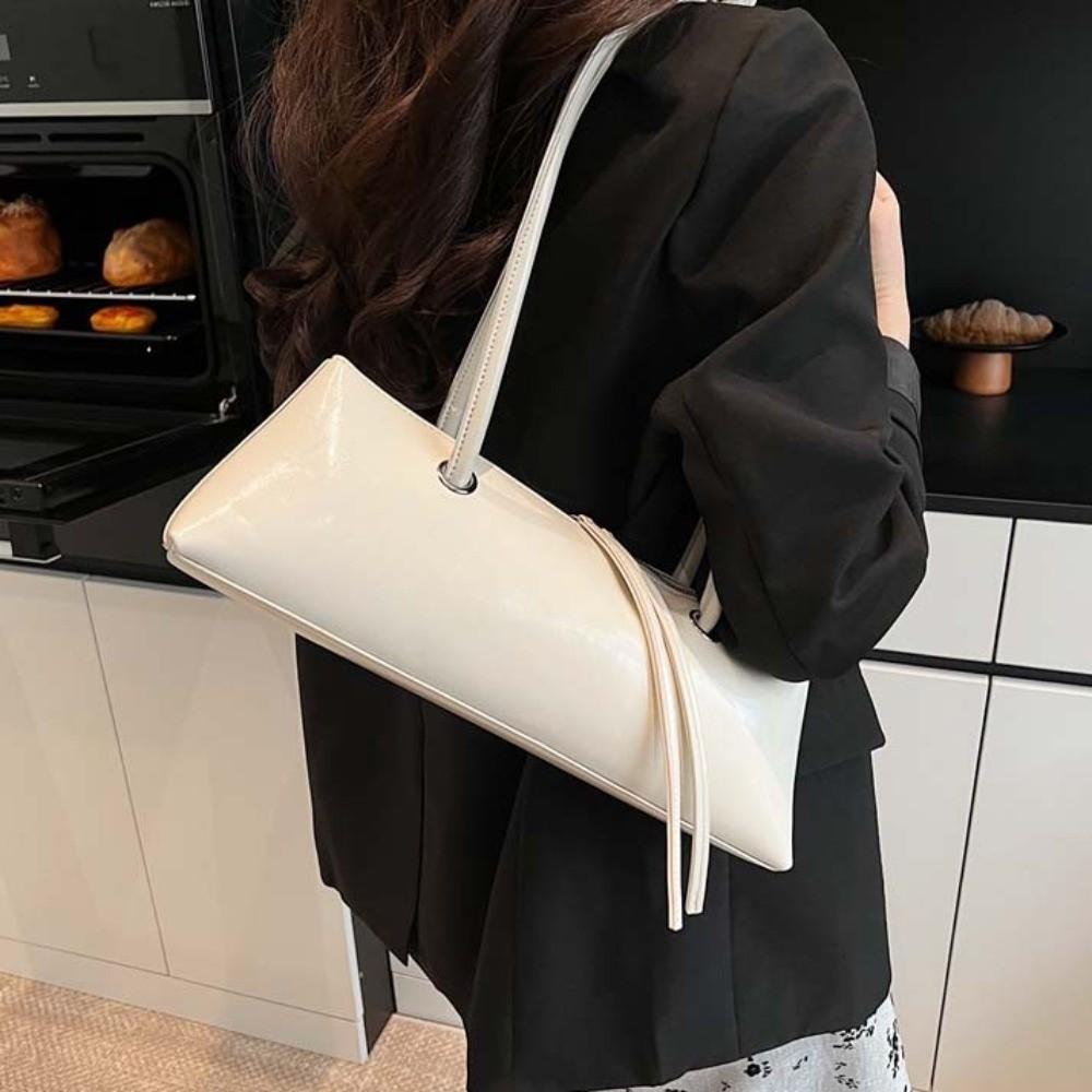 Y2K French Stick Handbag Solid Color Texture Underarm Bags All-match PU Shoulder Bag  Women
