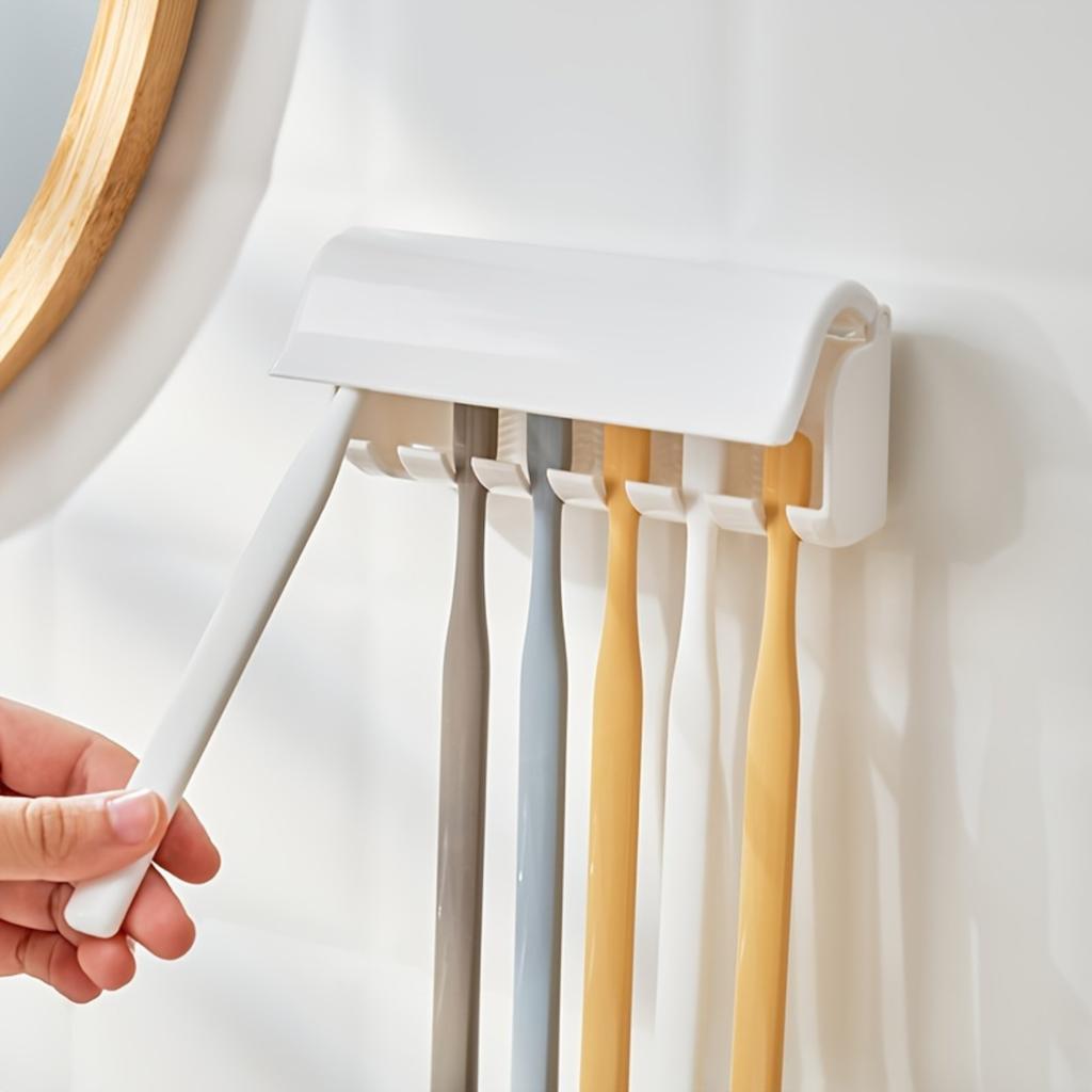 Space-Saving Wall-Mounted Toothbrush Toothpaste Holder - 6-Slot Organizer For Bathroom Easy Install