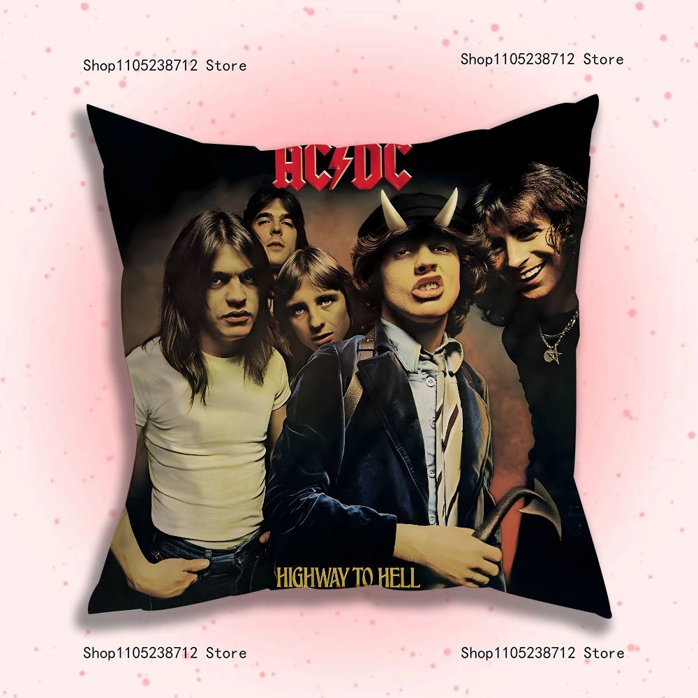 Federe Cuscino Banda Rock A-ACDC Cantante Cool Cartone Animato Divano Decorativo Casa Stampa Double-sided Corto Peluche Carino Federa Cuscino