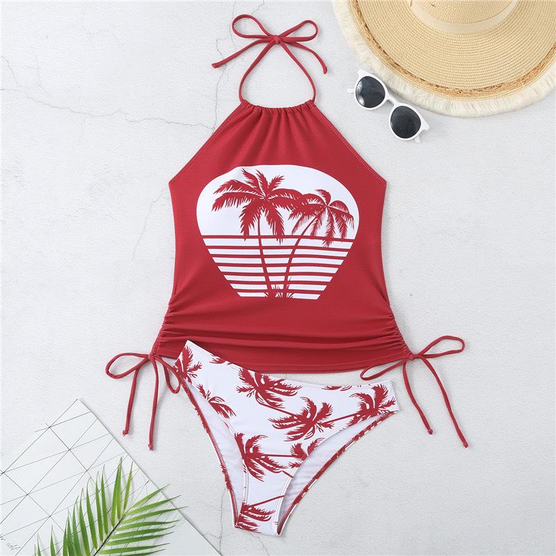 Plus Size Sexy Printed Bandage Bikini - Tummy Control Swimwear for Women