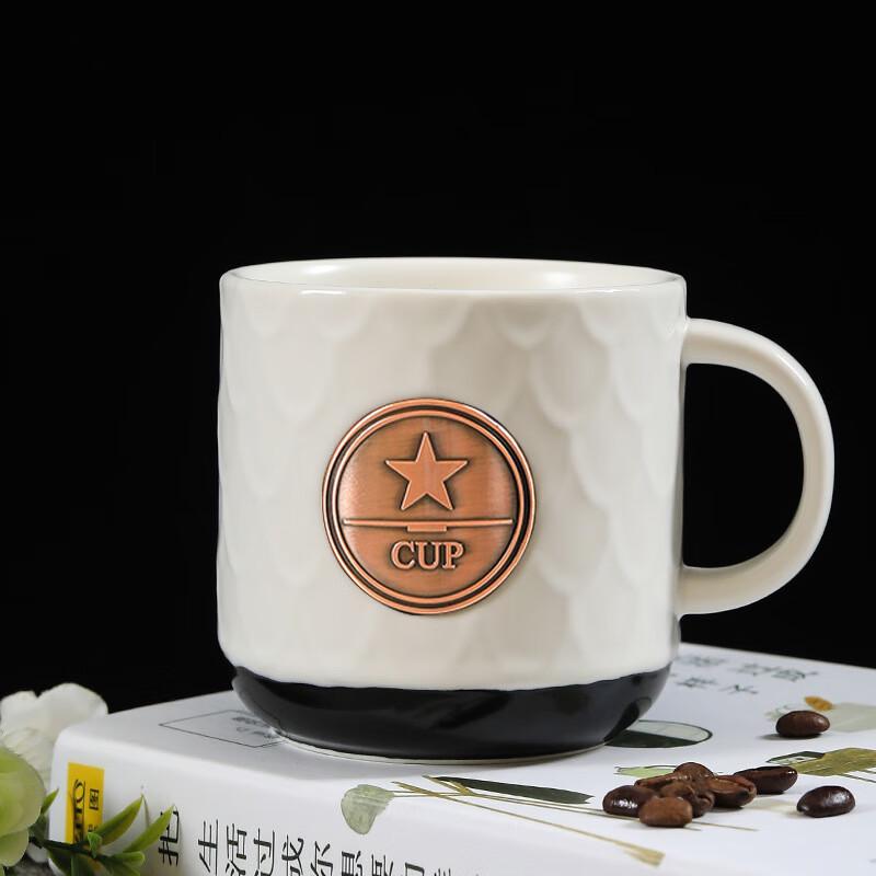 Chaxun Ceramic Coffee Mug with Copper Emblem