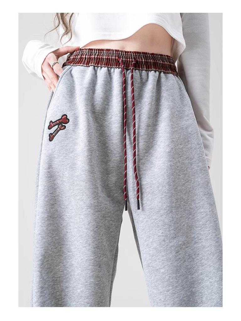 Hose mit weitem Bein im koreanischen Stil mit Print - Vielseitige & bequeme Damen-Freizeithose für Frühling/Herbst