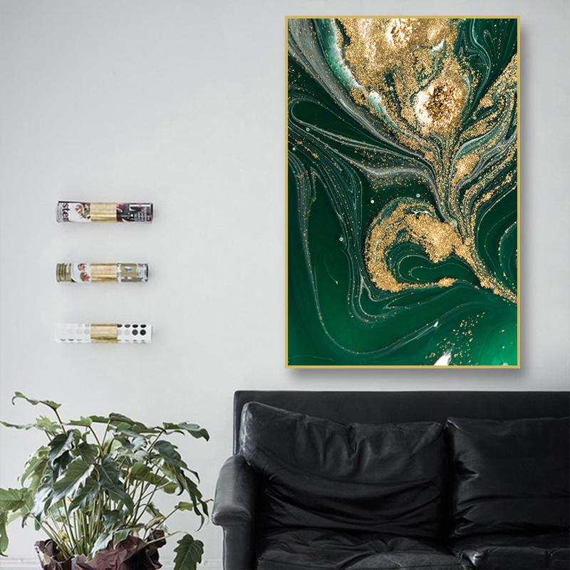 Green Gold Foil Marble Poster Wall Art Oil Painting Printmaking Modern Painting Living Room Home Decoration Picture Mural