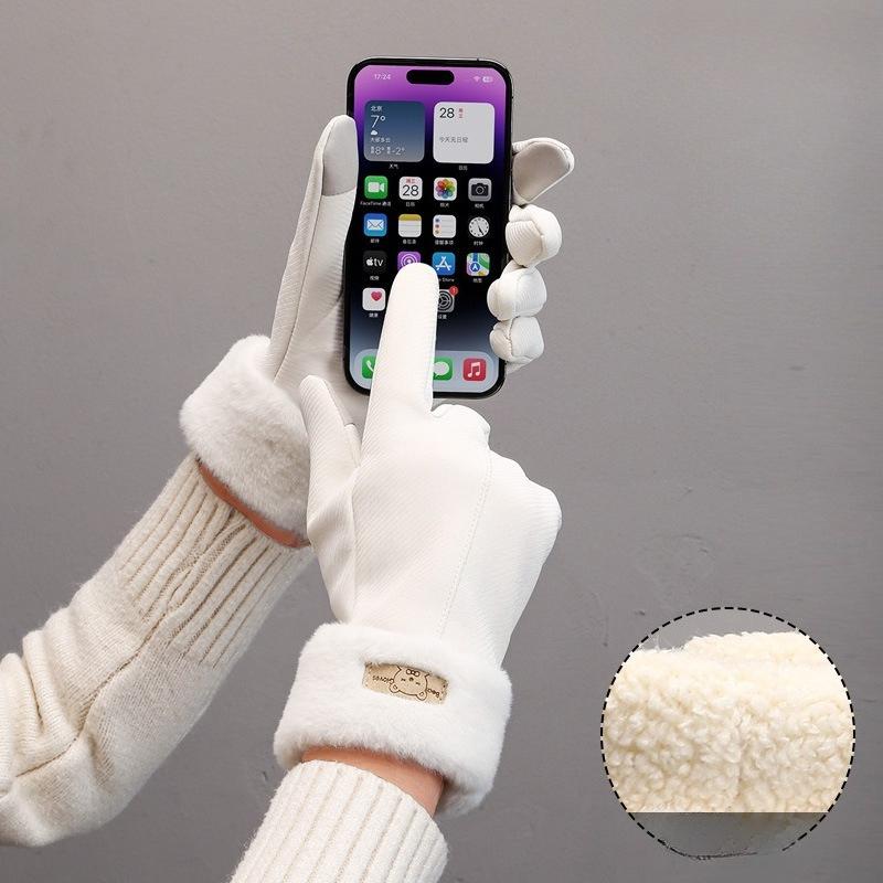 Winter, Warm Gloves, Ladies, Windproof and Fleece Cold Proof, Electric Bike Riding, Outdoor Touchscreen Gloves, Non Slip Bicycle Gloves