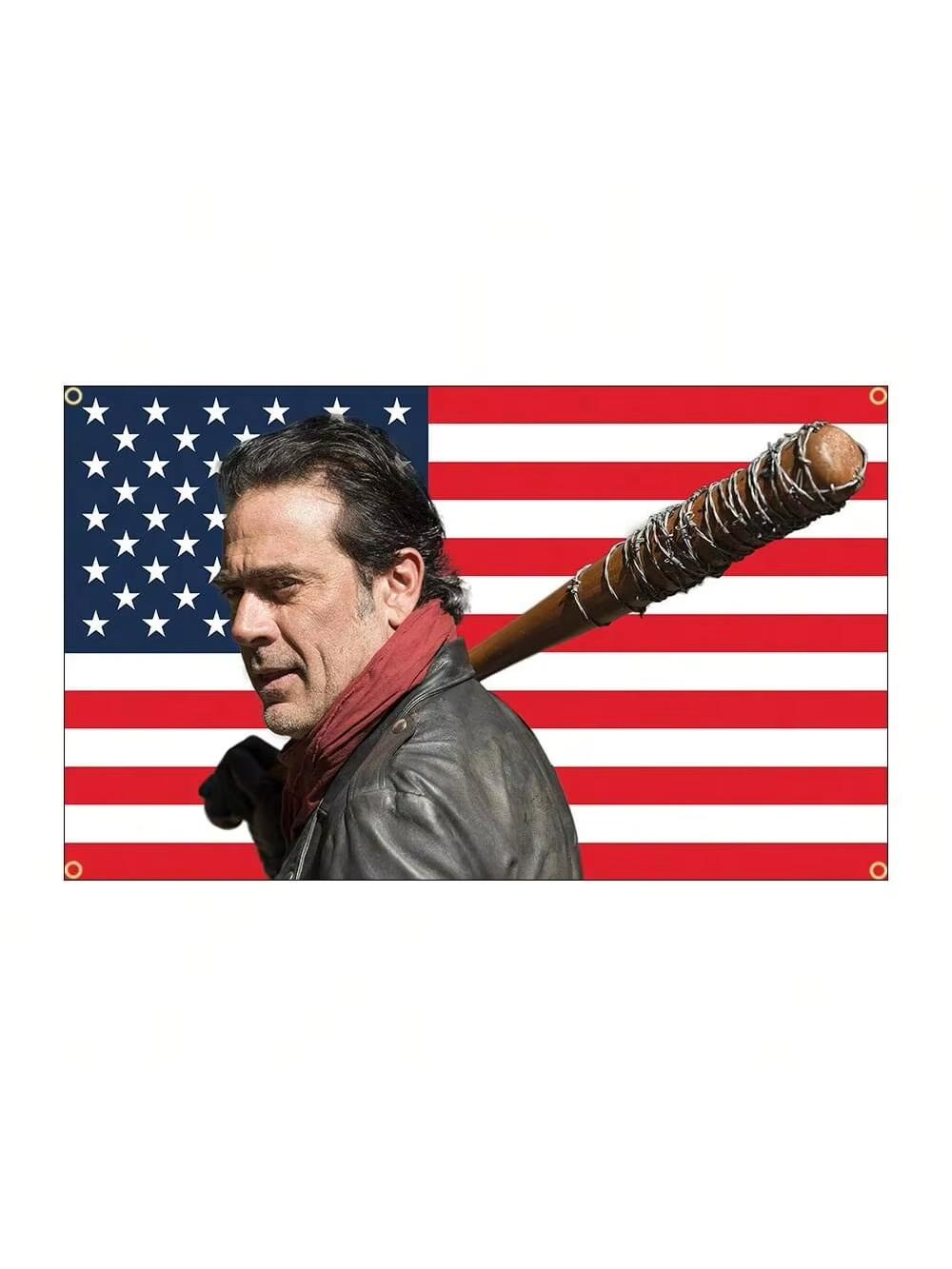 

Negan American Flag Tapestry Man Pattern Wall Hanging for Bedroom Room Dorm Decor Ideal Holiday Gift Flat Print 74x94cm(29x37in)