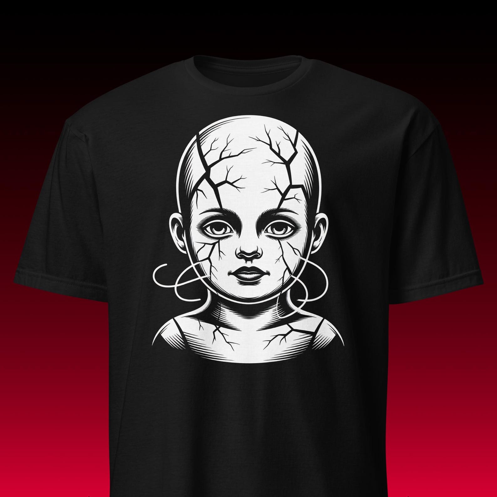 Gothic T-Shirt | Broken Doll Graphic | Dark Surrealism Grunge XL