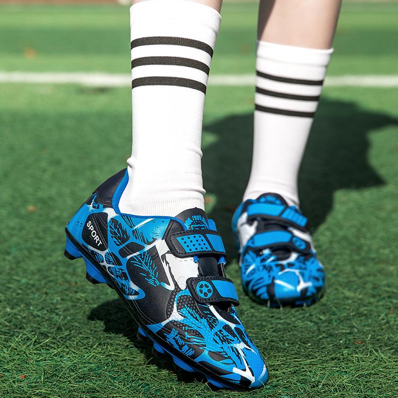 Boys/Kids Rubber Non-slip Velcro Lacing Artificial Turf Football Boots Outdoor Sports Training Football Shoes